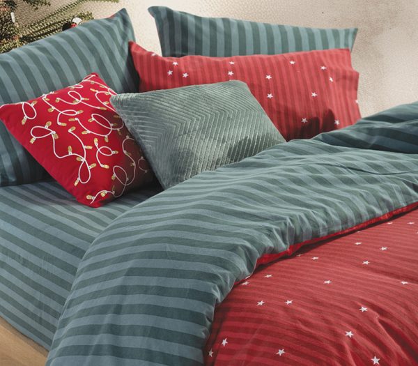 ΣΕΤ ΣΕΝΤΟΝΙΑ 4ΤΜΧ ΦΑΝΕΛΕΝΙΑ STRAIGHT TO CHRISTMAS Υ/ΠΛΟ 240X260 RED/GREEN NEF-NEF