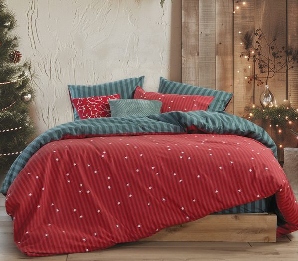 ΣΕΤ ΣΕΝΤΟΝΙΑ 3ΤΜΧ ΦΑΝΕΛΕΝΙΑ STRAIGHT TO CHRISTMAS MONO 160X260 RED/GREEN NEF-NEF