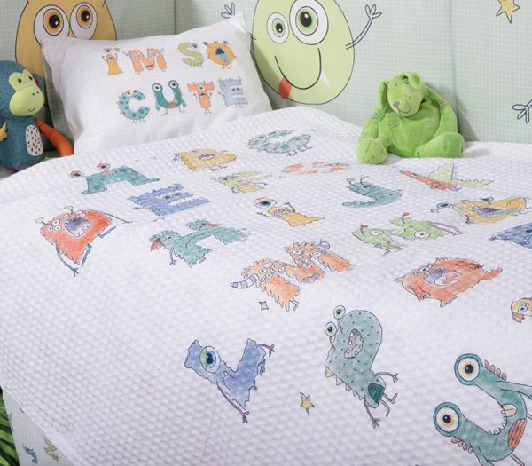ΒΡΕΦΙΚΗ ΚΟΥΒΕΡΤΑ ΠΙΚΕ ΚΟΥΝΙΑΣ ALPHABET MONSTER 110X150 WHITE NEF-NEF HOMEWARE