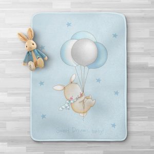 Κουβέρτα Βελουτέ Κούνιας Sweet Dreams Σιέλ 100x140εκ. Borea