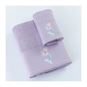 Σετ Βρεφικές Πετσέτες 2τμχ Ariella Λιλά 70x120+30x50cm  Borea