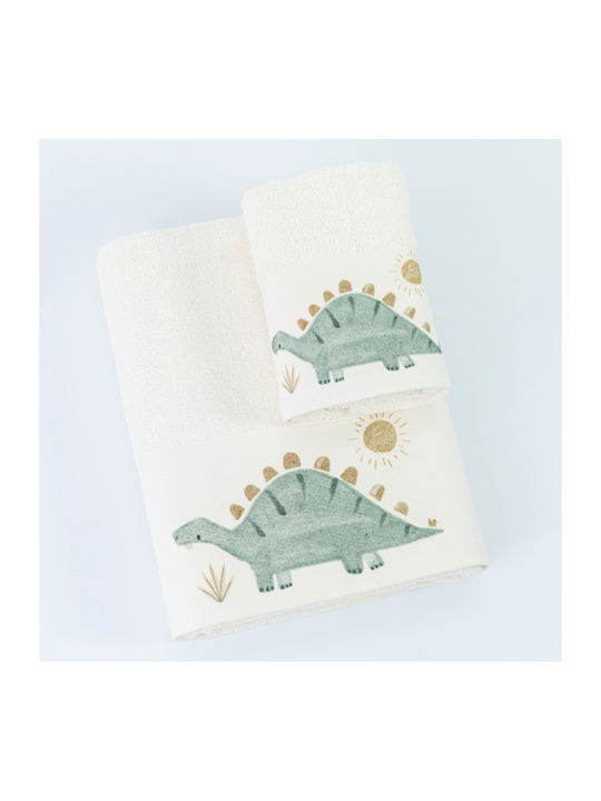 Σετ Βρεφικές Πετσέτες 2τμχ Stompy Εκρου 70x120+30x50cm  Borea