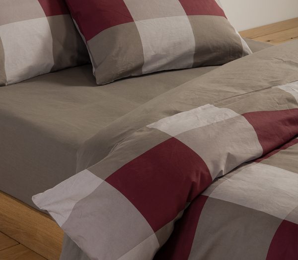 ΣΕΤ ΣΕΝΤΟΝΙΑ 4ΤΜΧ ΒΑΜΒΑΚΕΡΑ ΔΙΠΛΑ CASUAL CHECK 2Χ(200Χ270)+2Χ(52Χ72) NEF-NEF HOMEWARE BORDO - Image 4