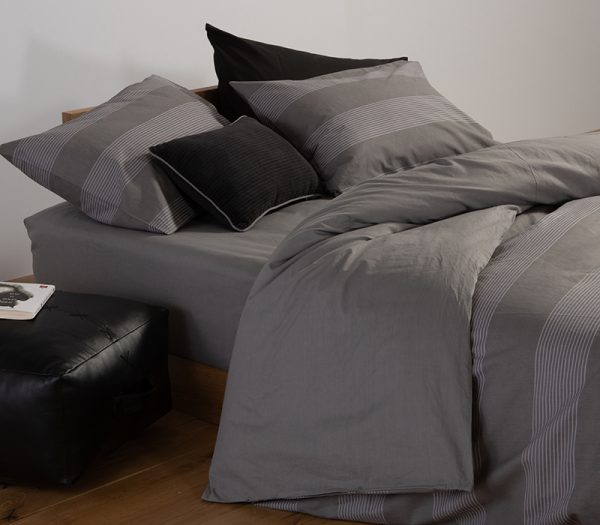 ΣΕΤ ΠΑΠΛΩΜΑΤΟΘΗΚΗ 2ΤΜΧ  ΜΟΝΗ CASUAL STRIPE 1X(170Χ240)+1X(52X72)  NEF-NEF HOMEWARE D.GREY - Image 2