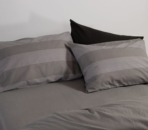 ΣΕΤ ΠΑΠΛΩΜΑΤΟΘΗΚΗ 2ΤΜΧ  ΜΟΝΗ CASUAL STRIPE 1X(170Χ240)+1X(52X72)  NEF-NEF HOMEWARE D.GREY - Image 3