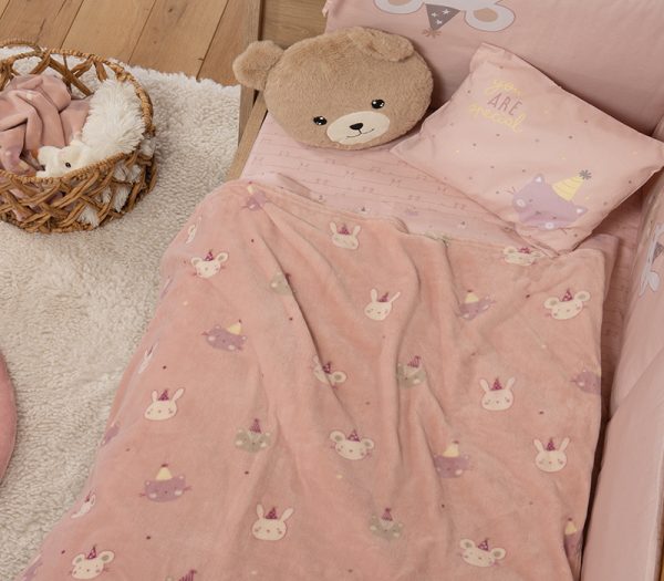 ΒΡΕΦΙΚΗ ΚΟΥΒΕΡΤΑ FLEECE ΑΓΚΑΛΙΑΣ SPECIAL PARTY 75X110 NEF-NEF HOMEWARE PINK - Image 2