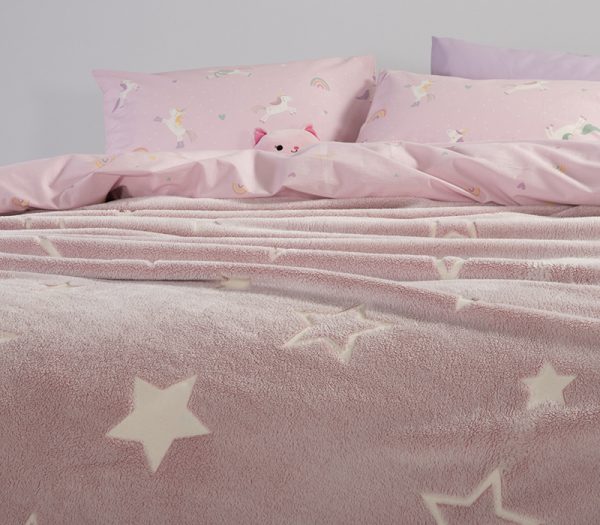 ΠΑΙΔΙΚΗ ΚΟΥΒΕΡΤΑ ΜΟΝΗ STARLIGHT 160X220 NEF-NEF HOMEWARE PINK - Image 2