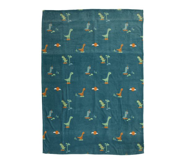 ΠΑΙΔΙΚΗ ΚΟΥΒΕΡΤΑ FLEECE DINOS ON WHEELS 160Χ220 NEF-NEF HOMEWARE PETROL - Image 5