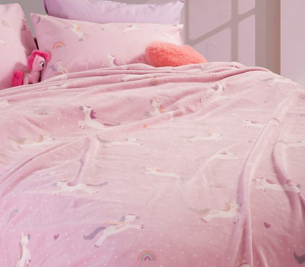 ΠΑΙΔΙΚΗ ΚΟΥΒΕΡΤΑ FLEECE  UNICORNS STYLE 160Χ220 NEF-NEF HOMEWARE LILAC - Image 2