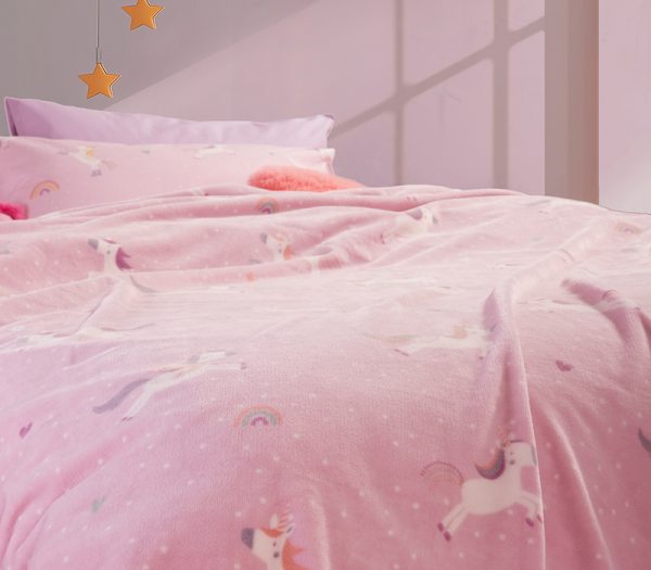 ΠΑΙΔΙΚΗ ΚΟΥΒΕΡΤΑ FLEECE  UNICORNS STYLE 160Χ220 NEF-NEF HOMEWARE LILAC - Image 3