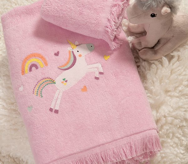 ΠΑΙΔΙΚΕΣ ΠΕΤΣΕΤΕΣ ΣΕΤ 2TMX UNICORNS STYLE 30X50+70X140 NEF-NEF HOMEWARE PINK - Image 2
