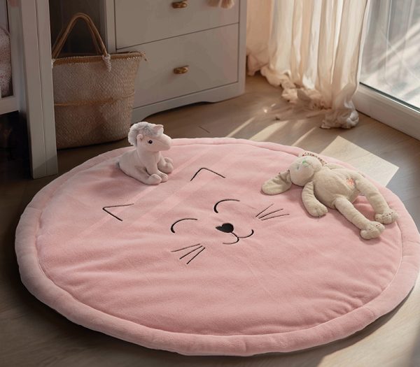 ΧΑΛΙ-ΤΑΠΕΤΟ-ΚΟΥΡΤΙΝΑ  SMILING CAT D.90 NEF-NEF HOMEWARE PINK - Image 2