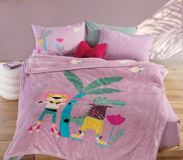 ΠΑΙΔΙΚΗ ΚΟΥΒΕΡΤΑ ROLLER FRIENDS 160Χ220 NEF-NEF HOMEWARE LILAC