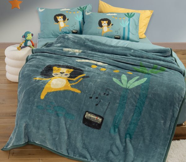 ΠΑΙΔΙΚΗ ΚΟΥΒΕΡΤΑ WILD DANCE 160Χ220 NEF-NEF HOMEWARE STONE BLUE