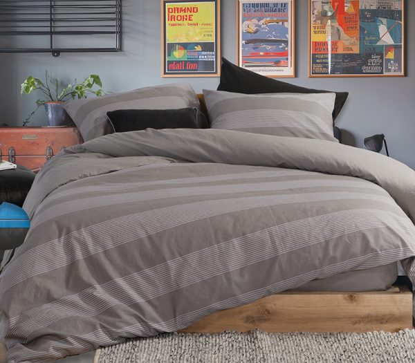 ΣΕΤ ΠΑΠΛΩΜΑΤΟΘΗΚΗ 2ΤΜΧ  ΜΟΝΗ CASUAL STRIPE 1X(170Χ240)+1X(52X72)  NEF-NEF HOMEWARE D.GREY