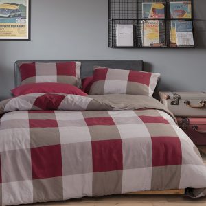ΣΕΤ ΣΕΝΤΟΝΙΑ 4ΤΜΧ ΒΑΜΒΑΚΕΡΑ ΔΙΠΛΑ CASUAL CHECK 2Χ(200Χ270)+2Χ(52Χ72) NEF-NEF HOMEWARE BORDO