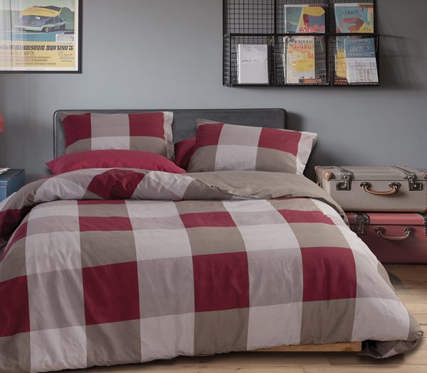 ΣΕΤ ΣΕΝΤΟΝΙΑ 4ΤΜΧ ΒΑΜΒΑΚΕΡΑ ΔΙΠΛΑ CASUAL CHECK 2Χ(200Χ270)+2Χ(52Χ72) NEF-NEF HOMEWARE BORDO