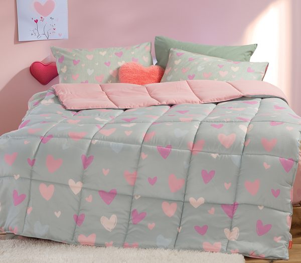 ΠΑΙΔΙΚΟ ΠΑΠΛΩΜΑ ΜΟΝΟ HEARTS ATTACK 160X220 NEF-NEF HOMEWARE PINK