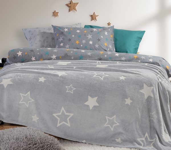 ΠΑΙΔΙΚΗ ΚΟΥΒΕΡΤΑ ΜΟΝΗ STARLIGHT 160X220 NEF-NEF HOMEWARE GREY