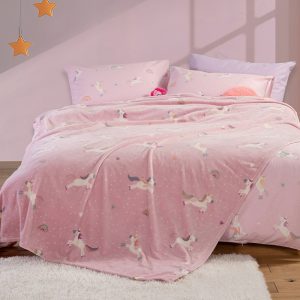 ΠΑΙΔΙΚΗ ΚΟΥΒΕΡΤΑ FLEECE  UNICORNS STYLE 160Χ220 NEF-NEF HOMEWARE LILAC