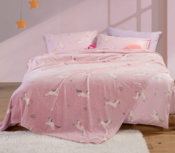 ΠΑΙΔΙΚΗ ΚΟΥΒΕΡΤΑ FLEECE  UNICORNS STYLE 160Χ220 NEF-NEF HOMEWARE LILAC