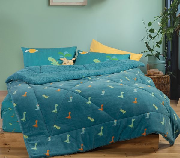 ΠΑΙΔΙΚΟ ΚΟΥΒΕΡΤΟΠΑΠΛΩΜΑ ΜΟΝΟ DINOS ON WHEELS 160Χ220 NEF-NEF HOMEWARE PETROL