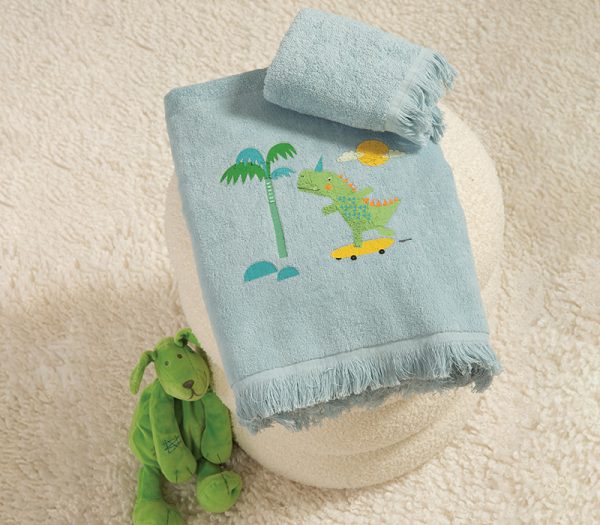 ΠΑΙΔΙΚΕΣ ΠΕΤΣΕΤΕΣ ΣΕΤ 2TMX DINOS ON WHEELS 30X50+70X140 NEF-NEF HOMEWARE BLUE