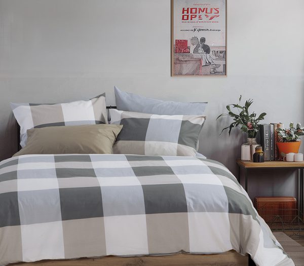 ΣΕΤ ΠΑΠΛΩΜΑΤΟΘΗΚΗ 2ΤΜΧ  ΜΟΝΗ CASUAL CHECK 1X(170Χ240)+1X(52X72)  NEF-NEF HOMEWARE GREY