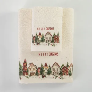 Σετ Πετσέτες 2τμχ Christmas Village Εκρού 50×90+30×50 Σε Κουτί Borea Σετ Πετσέτες 2τμχ Christmas Village Εκρού 50×90+30×50 Σε Κουτί Borea