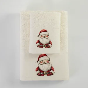 Σετ Πετσέτες 2τμχ HoHoHo Εκρού 50x90+30x50 Σε Κουτί  Borea