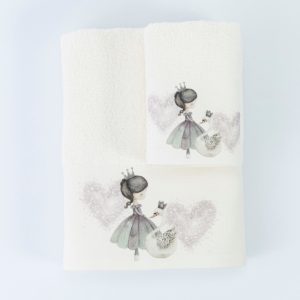 Σετ Βρεφικές Πετσέτες 2τμχ Odette Εκρού 70×120+30x50cm Σε κουτί Borea