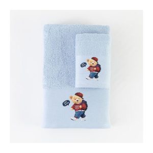 Σετ Βρεφικές Πετσέτες 2τμχ New York Σιέλ 70×120+30x50cm Σε κουτί Borea Σετ Βρεφικές Πετσέτες 2τμχ New York Σιέλ 70×120+30x50cm Σε κουτί Borea