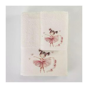 Σετ Βρεφικές Πετσέτες 2τμχ Balletto Εκρού 70×120+30x50cm Σε κουτί Borea