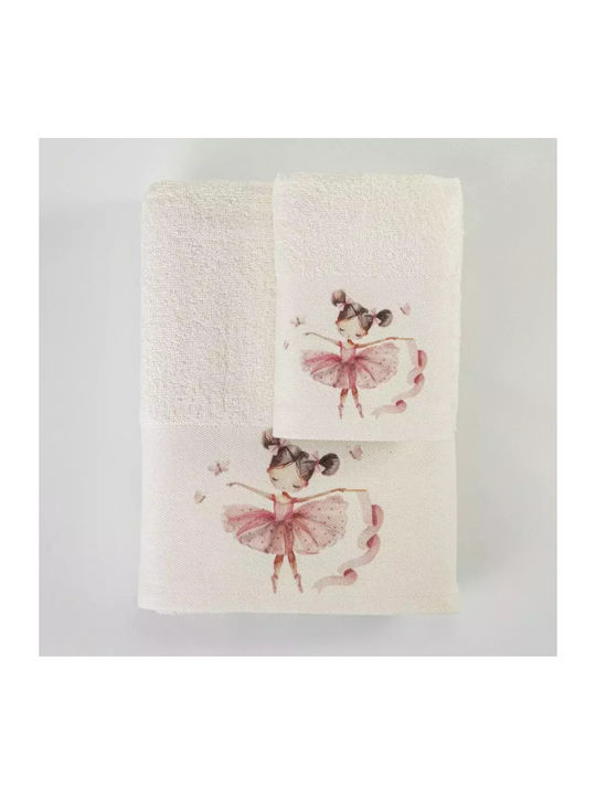 Σετ Βρεφικές Πετσέτες 2τμχ Balletto Εκρού 70×120+30x50cm Σε κουτί Borea