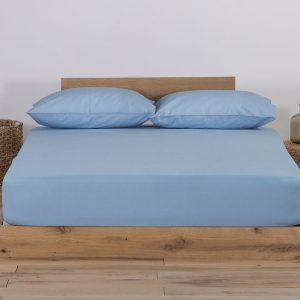 ΣΕΝΤΟΝΙ 100% ΒΑΜΒΑΚΙ KING SIZE 180X200+35 JERSEY NEF-NEF HOMEWARE L.BLUE