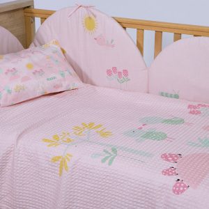 ΒΡΕΦΙΚΗ ΚΟΥΒΕΡΤΑ ΠΙΚΕ AΓΚΑΛΙΑΣ SPRING HAPPINESS 80X110 NEF-NEF HOMEWARE PINK