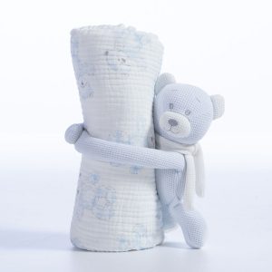 ΚΟΥΒΕΡΤΑΚΙ ΜΕ ΑΡΚΟΥΔΑΚΙ TEDDY 75X100 NEF-NEF HOMEWARE L.BLUE