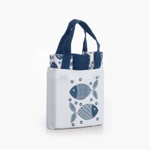 ΤΣΑΝΤΑΚΙ ΜΕ ΠΟΤΗΡΟΠΑΝΟ ΣΕΤ 3 ΤΜΧ 3X(40X70) SPARS BLUE NEF-NEF HOMEWARE WHITE/BLUE