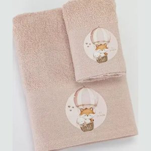 Σετ Πετσέτες 2τμχ Cutiepies Πούδρα 70X120 + 30X50 Borea