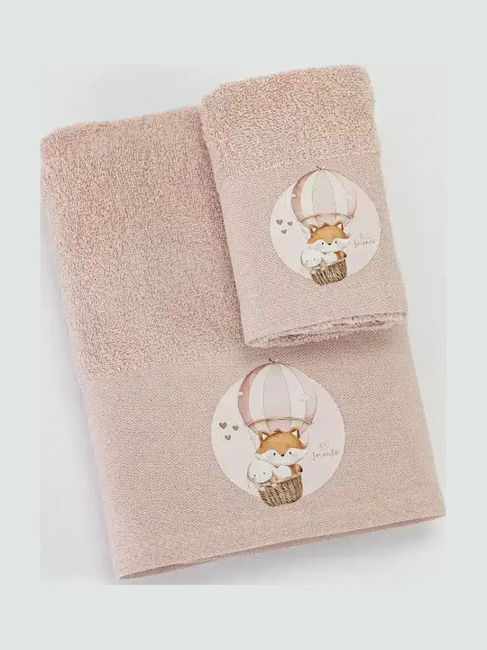 Σετ Πετσέτες 2τμχ Cutiepies Πούδρα 70X120 + 30X50 Borea