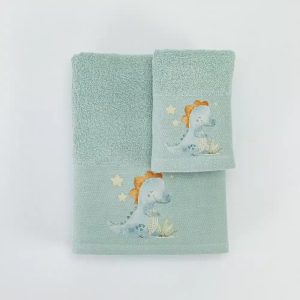 Σετ  Πετσέτες 2τμχ Dinos Φυστικί  70×120+30x50cm Σε κουτί Borea