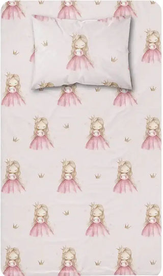 Σετ Σεντόνια 2τμχ Μονά Βαμβακερά Little Queen Ροζ 160×240+50×70 Borea