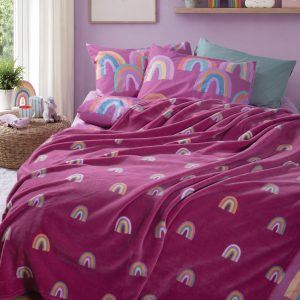 Κουβέρτα Παιδική Fleece Rainbow Mood 160x220  Nef Nef Homeware FUCHSIA