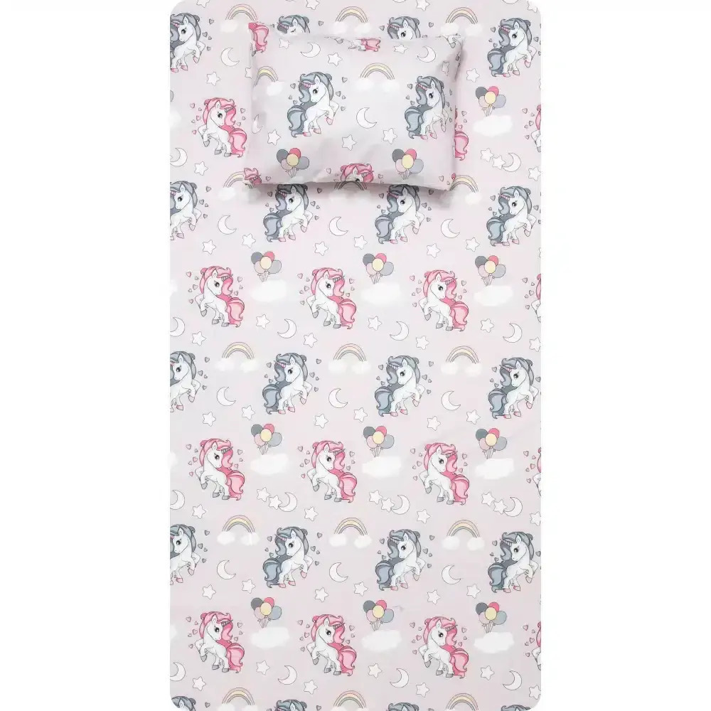 Σετ Σεντόνια 2τμχ Μονά Βαμβακερά Pony  Ροζ 160x240cm+50x70 Borea