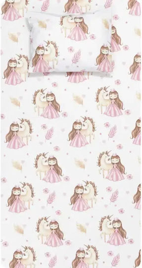 Σετ Σεντόνια 2τμχ Μονά Βαμβακερά Fairytale Λευκό 160x240cm+50x70 Borea